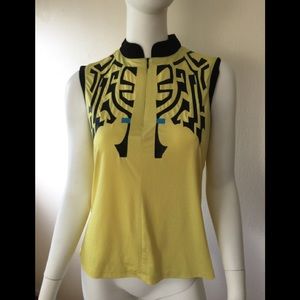 Jaime Sadock yellow & black design 1/2 zip shirt